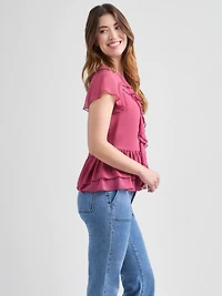 Short Flutter Sleeve Blouse Mulberry