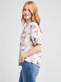 Short Sleeve Cotton Voile Puff Blouse