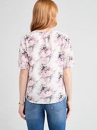 Short Sleeve Cotton Voile Puff Blouse