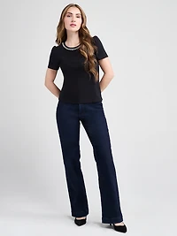 Short Sleeve T-Shirt with Pearl Detail