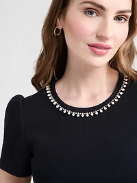 Short Sleeve T-Shirt with Pearl Detail