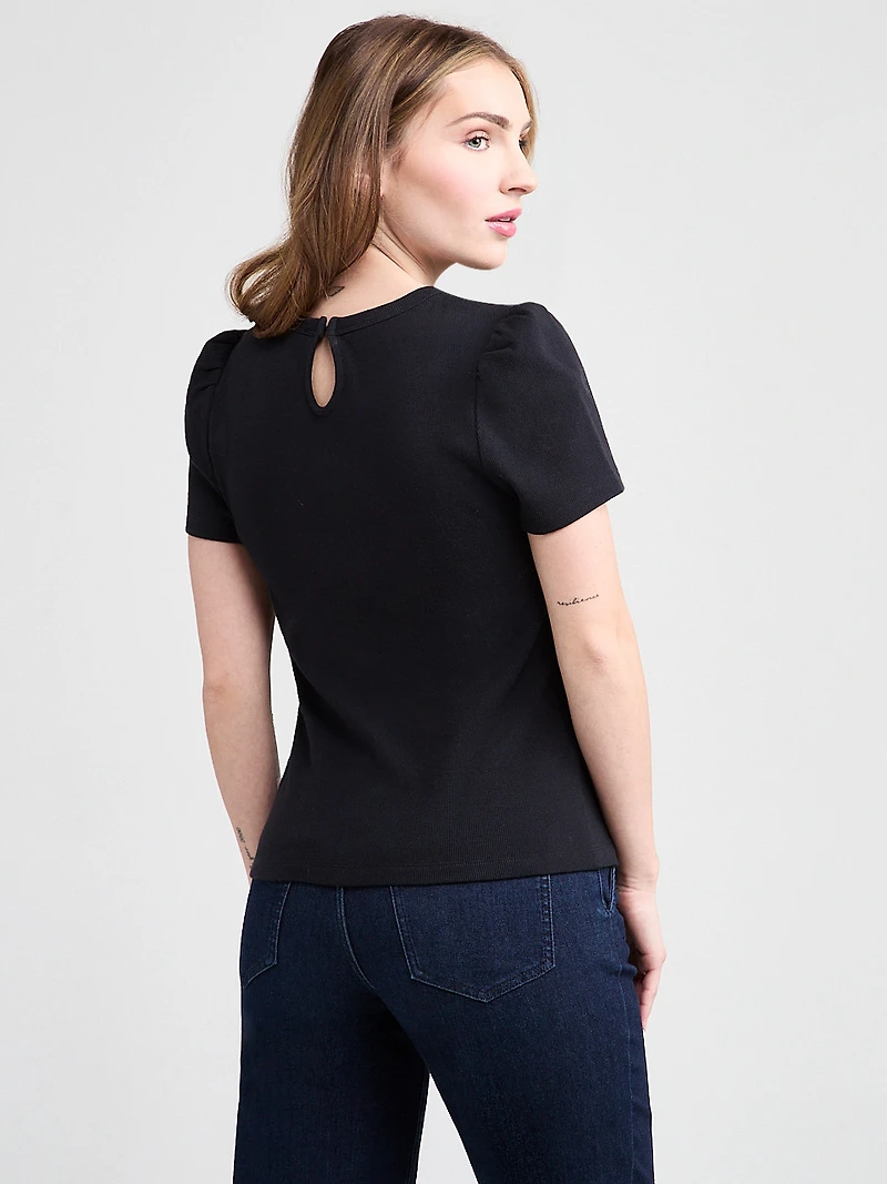 Short Sleeve T-Shirt with Pearl Detail