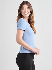 Short-Sleeved T-Shirt with Pearl Detail