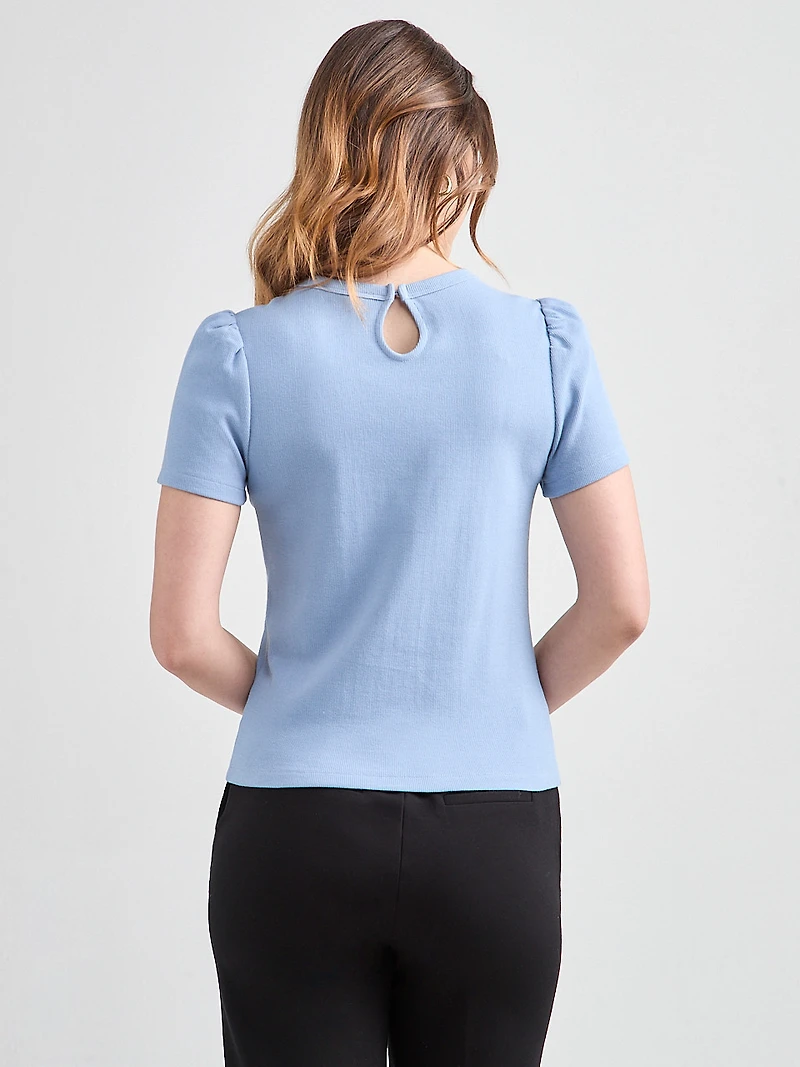 Short-Sleeved T-Shirt with Pearl Detail