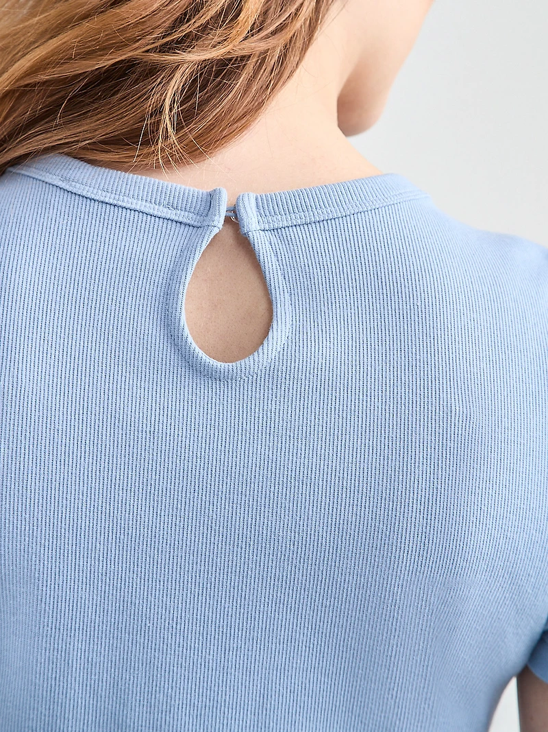 Short-Sleeved T-Shirt with Pearl Detail