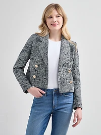 Tweed Double-Breasted Short Jacket