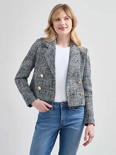 Tweed Double-Breasted Short Jacket