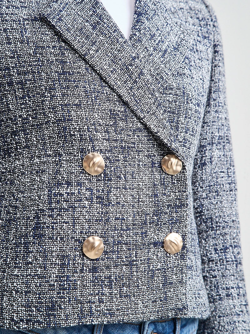 Tweed Double-Breasted Short Jacket