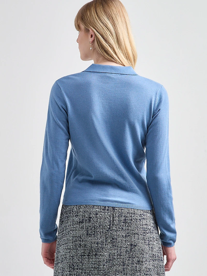 V-Neck Collared Cardigan