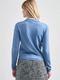 V-Neck Collared Cardigan
