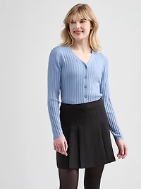 V-Neck Ribbed Cardigan Sweater