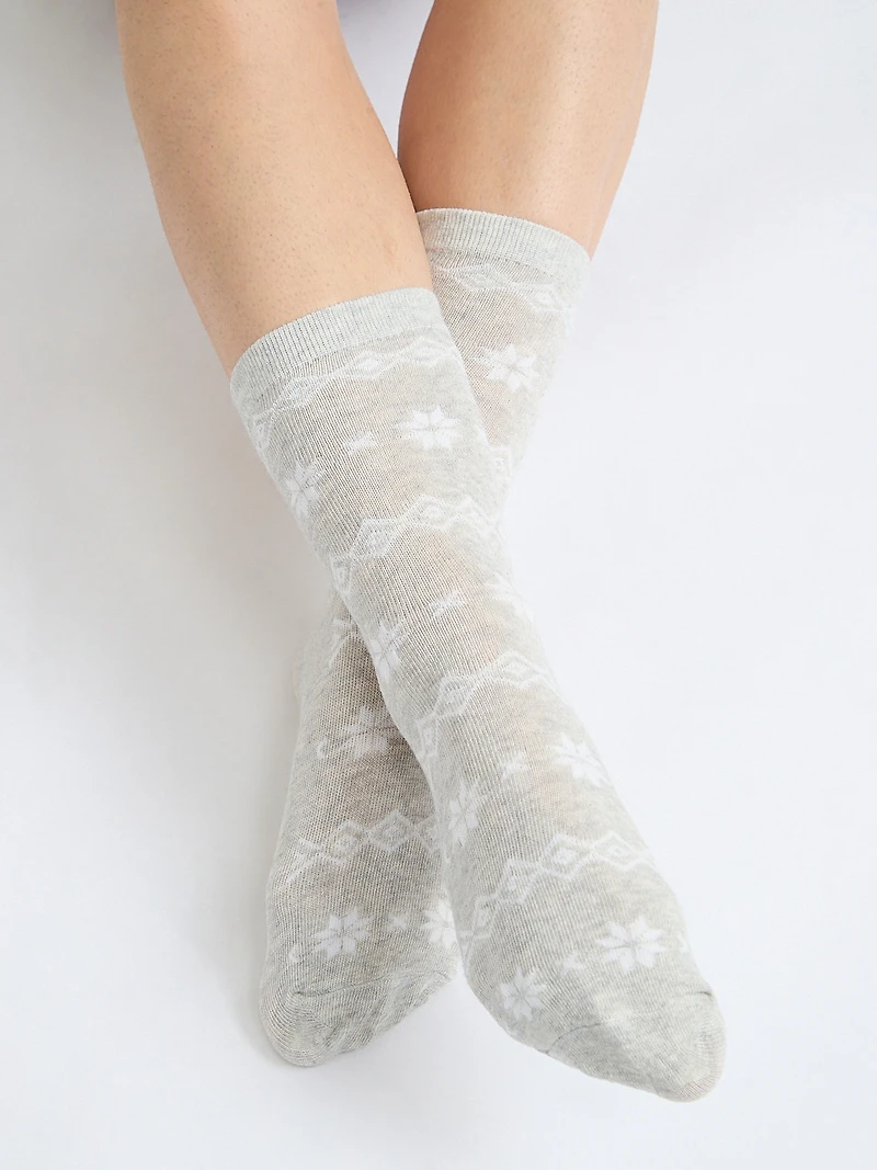 Crew Socks Beige Argyle