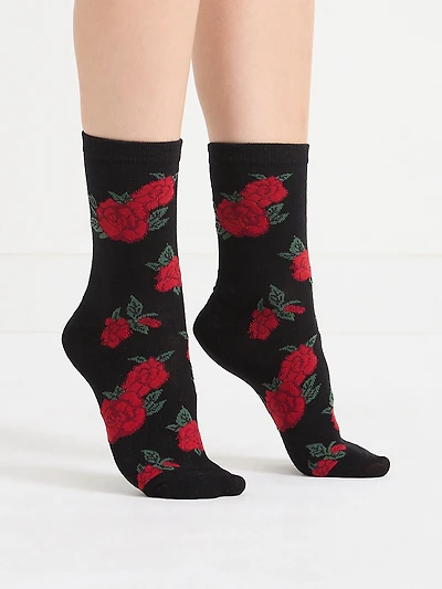 Black Rose Crew Socks