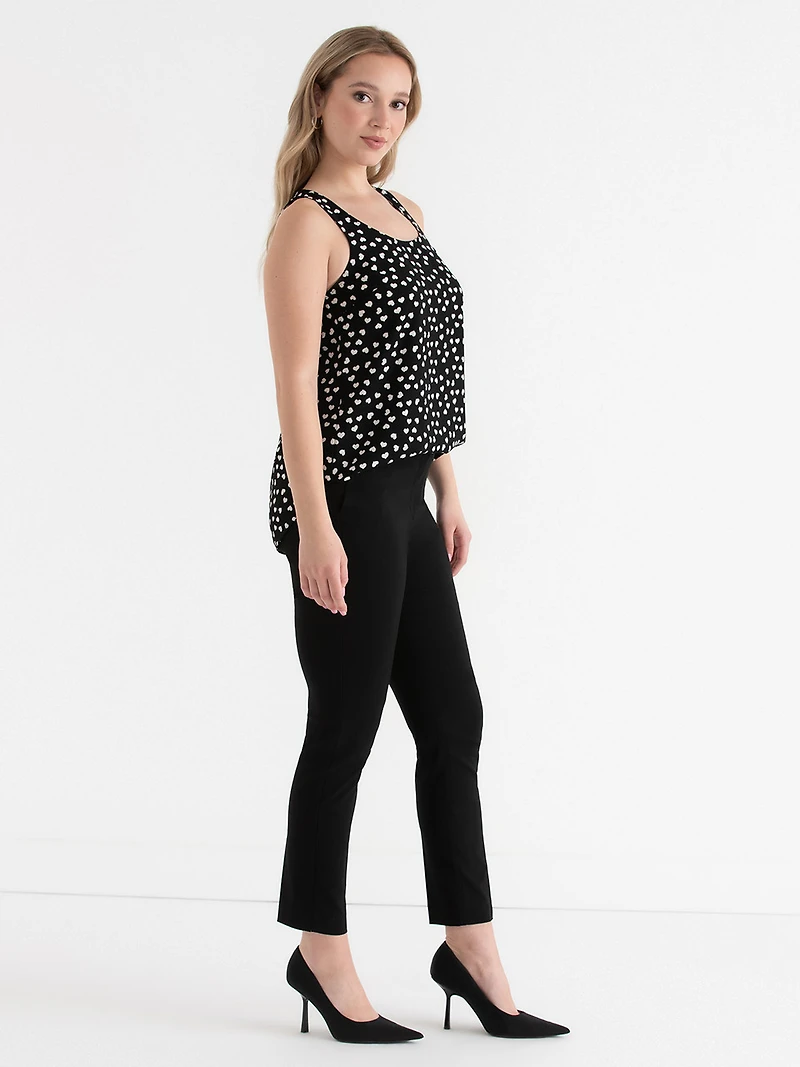 Lyla Textured Essential Tank Black with White Hearts