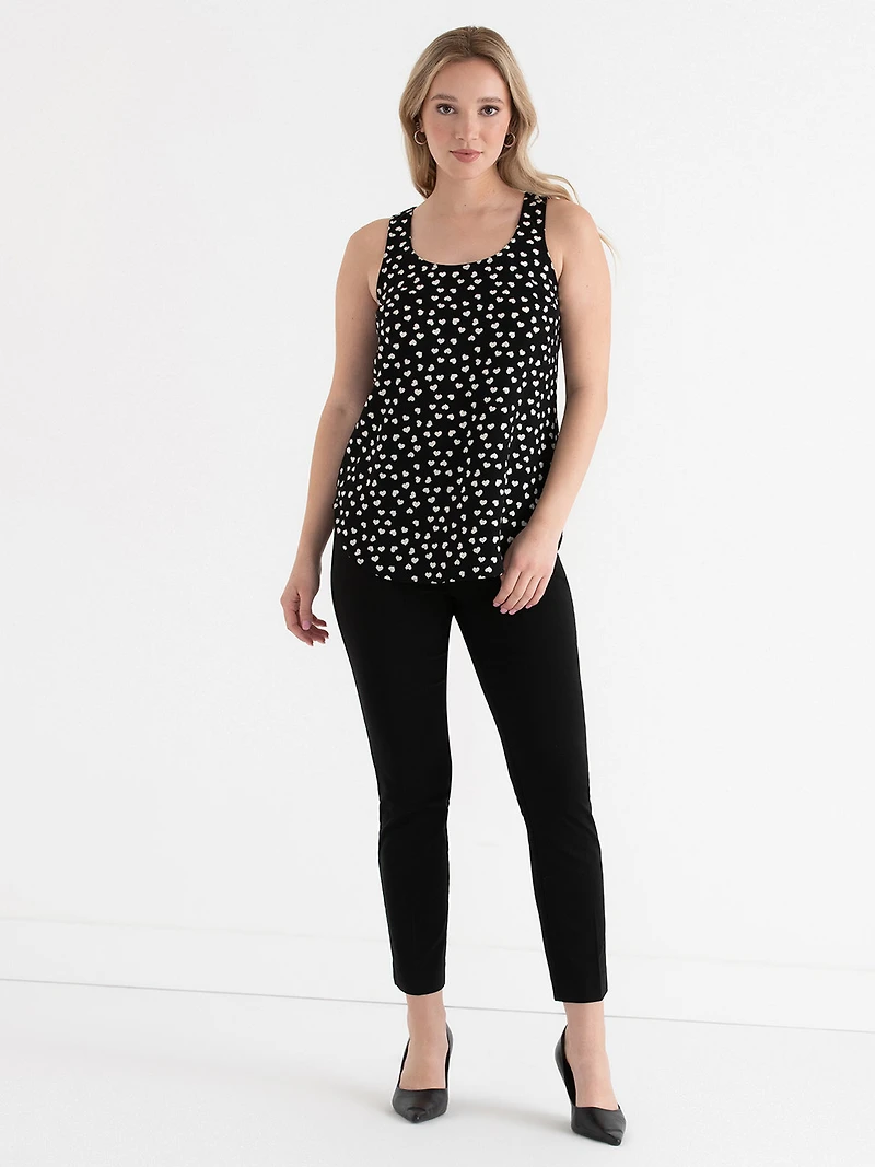 Lyla Textured Essential Tank Black with White Hearts