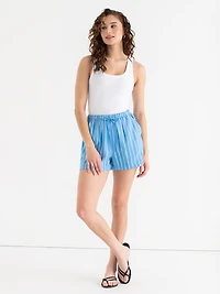 Ribbed Scoop Neck Tank White