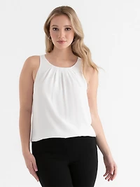 Paulina Pleat Neck Sleeveless Blouse Blanc de