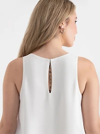Paulina Pleat Neck Sleeveless Blouse Blanc de
