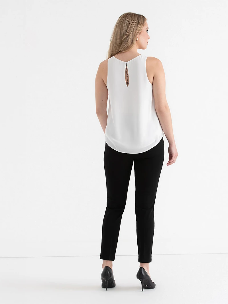 Paulina Pleat Neck Sleeveless Blouse Blanc de