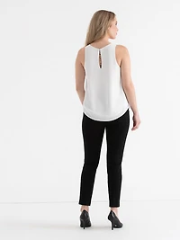 Paulina Pleat Neck Sleeveless Blouse Blanc de