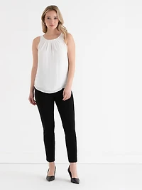 Paulina Pleat Neck Sleeveless Blouse Blanc de
