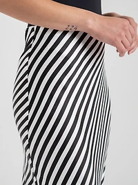 Maxi Satin Skirt White/Black Stripe