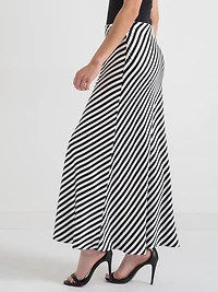 Maxi Satin Skirt White/Black Stripe