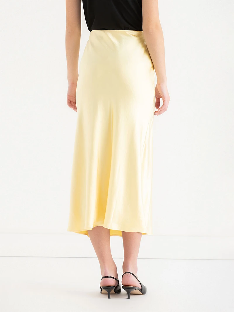 Midi Satin Skirt Pale Banana