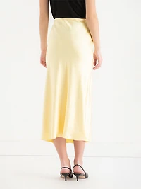 Midi Satin Skirt Pale Banana
