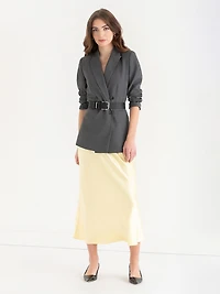 Midi Satin Skirt Pale Banana
