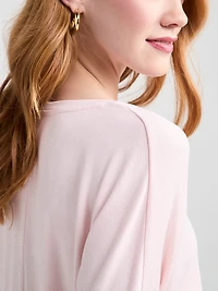 3/4 Sleeve V-Neck Hacci Top Petal