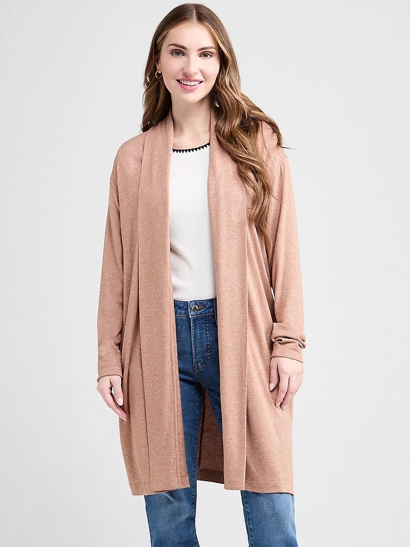 Long Sleeve Duster Cardigan Cognac Melange