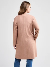 Long Sleeve Duster Cardigan Cognac Melange