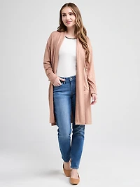 Long Sleeve Duster Cardigan Cognac Melange