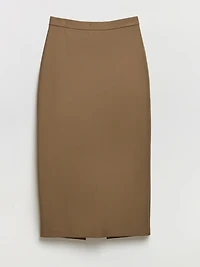 Midi Length Pencil Skirt Luxe Ponte Pumice Stone