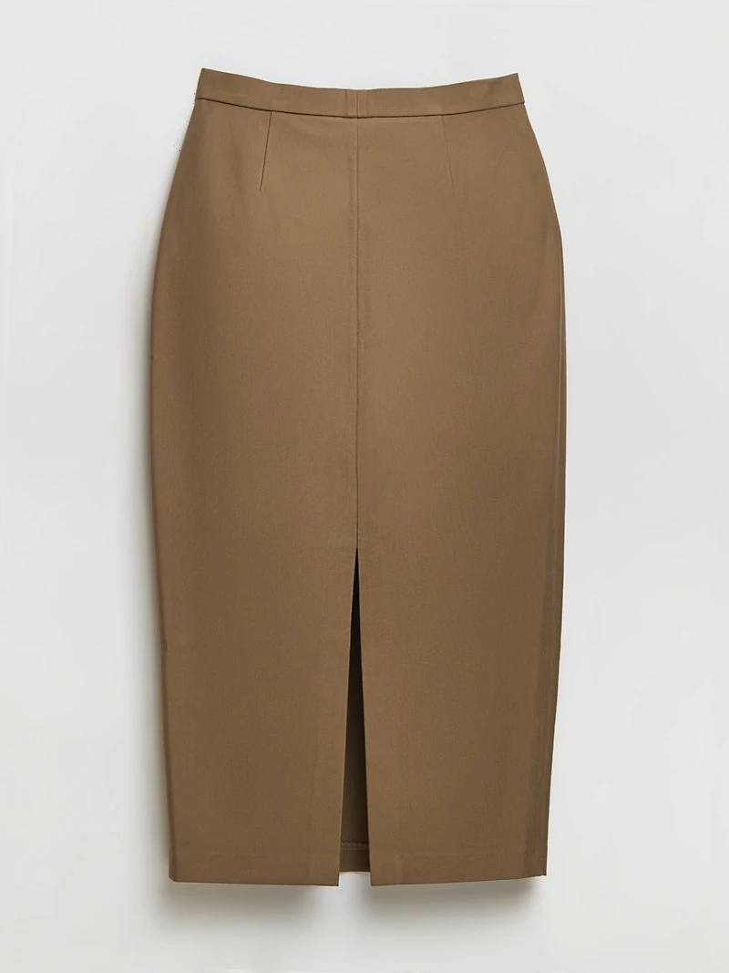 Midi Length Pencil Skirt Luxe Ponte Pumice Stone