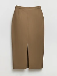 Midi Length Pencil Skirt Luxe Ponte Pumice Stone