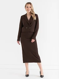 Crop Blazer Crepe Coffee Bean
