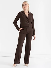 Crop Blazer Crepe Coffee Bean