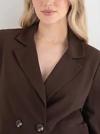 Crop Blazer Crepe Coffee Bean