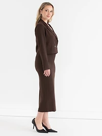 Crop Blazer Crepe Coffee Bean