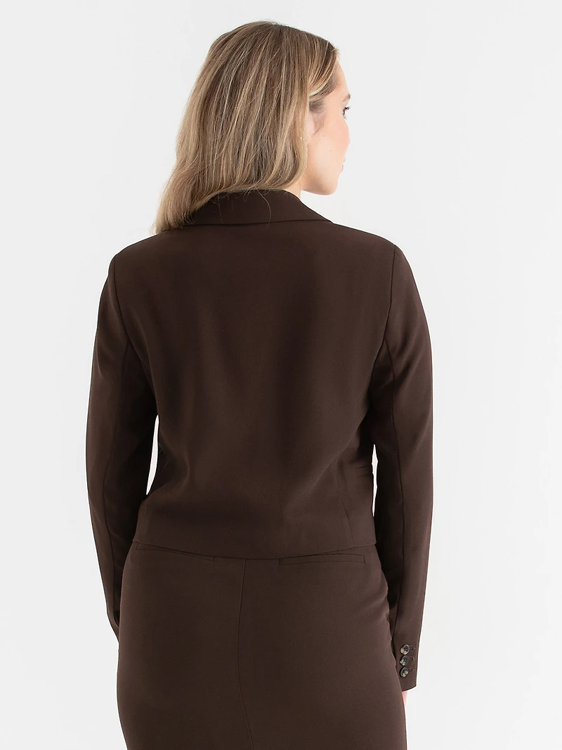 Crop Blazer Crepe Coffee Bean