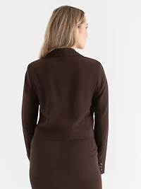 Crop Blazer Crepe Coffee Bean