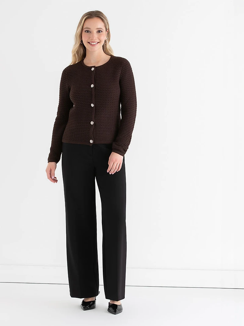 Novelty Button Down Cardigan Coffee Bean