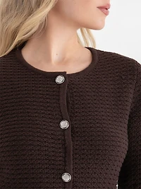 Novelty Button Down Cardigan Coffee Bean