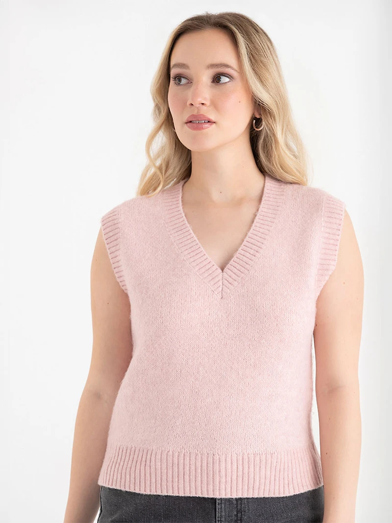 V-Neck Sweater Vest Lilas