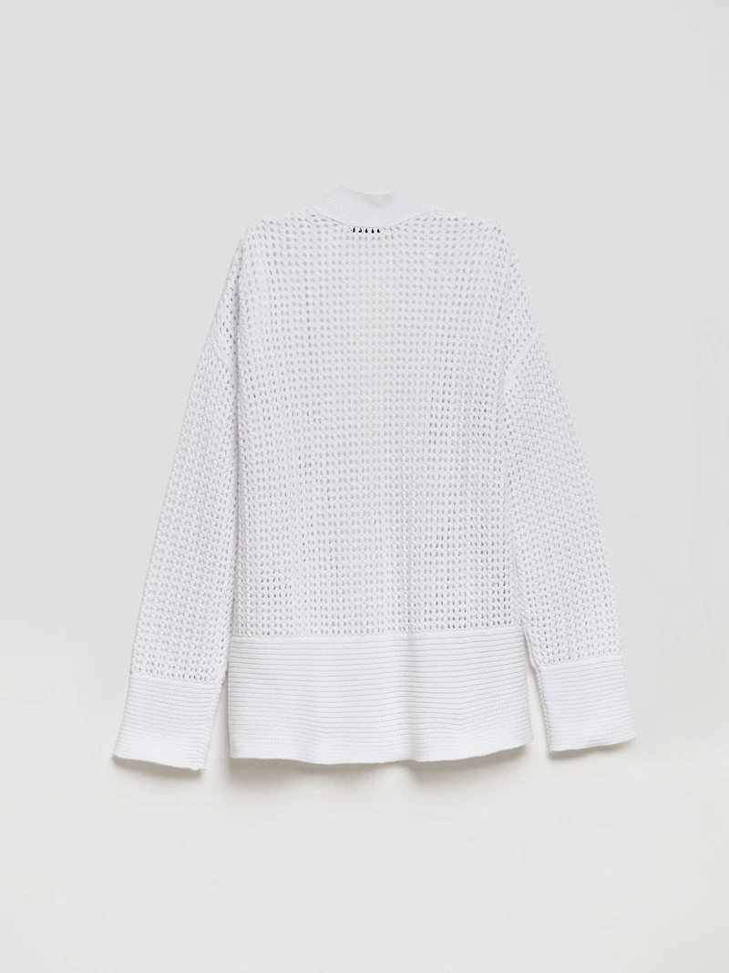 Open Stitch Cardigan White