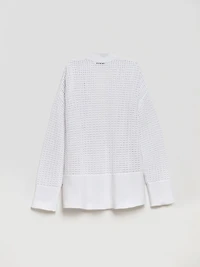 Open Stitch Cardigan White