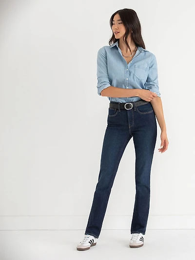 Stevie High Rise Straight Leg Jeans Deep Atlantic