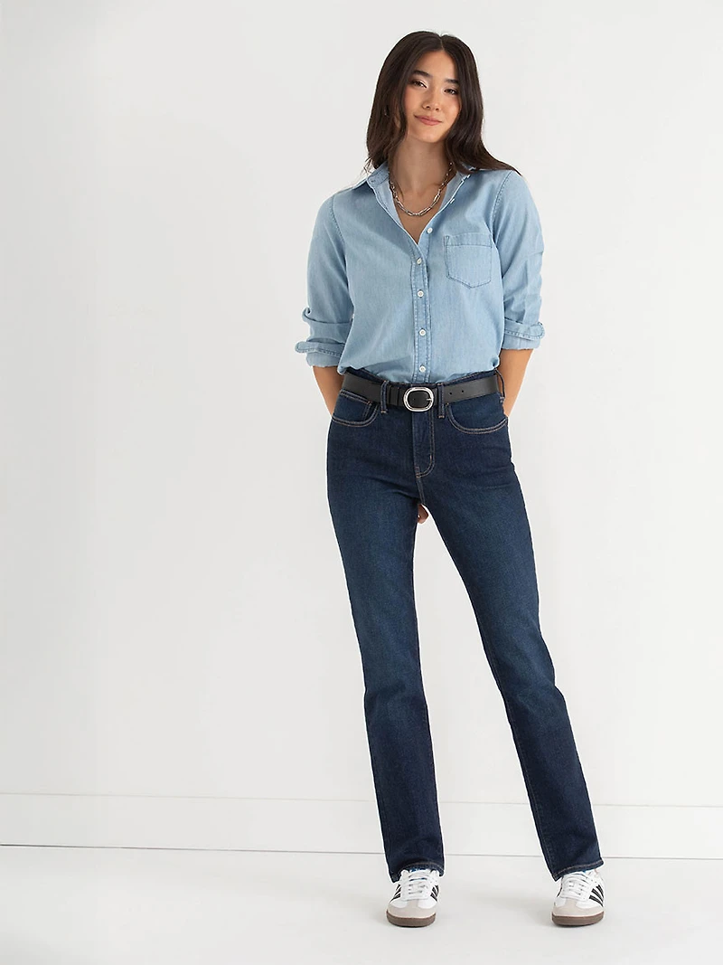 Stevie High Rise Straight Leg Jeans Deep Atlantic
